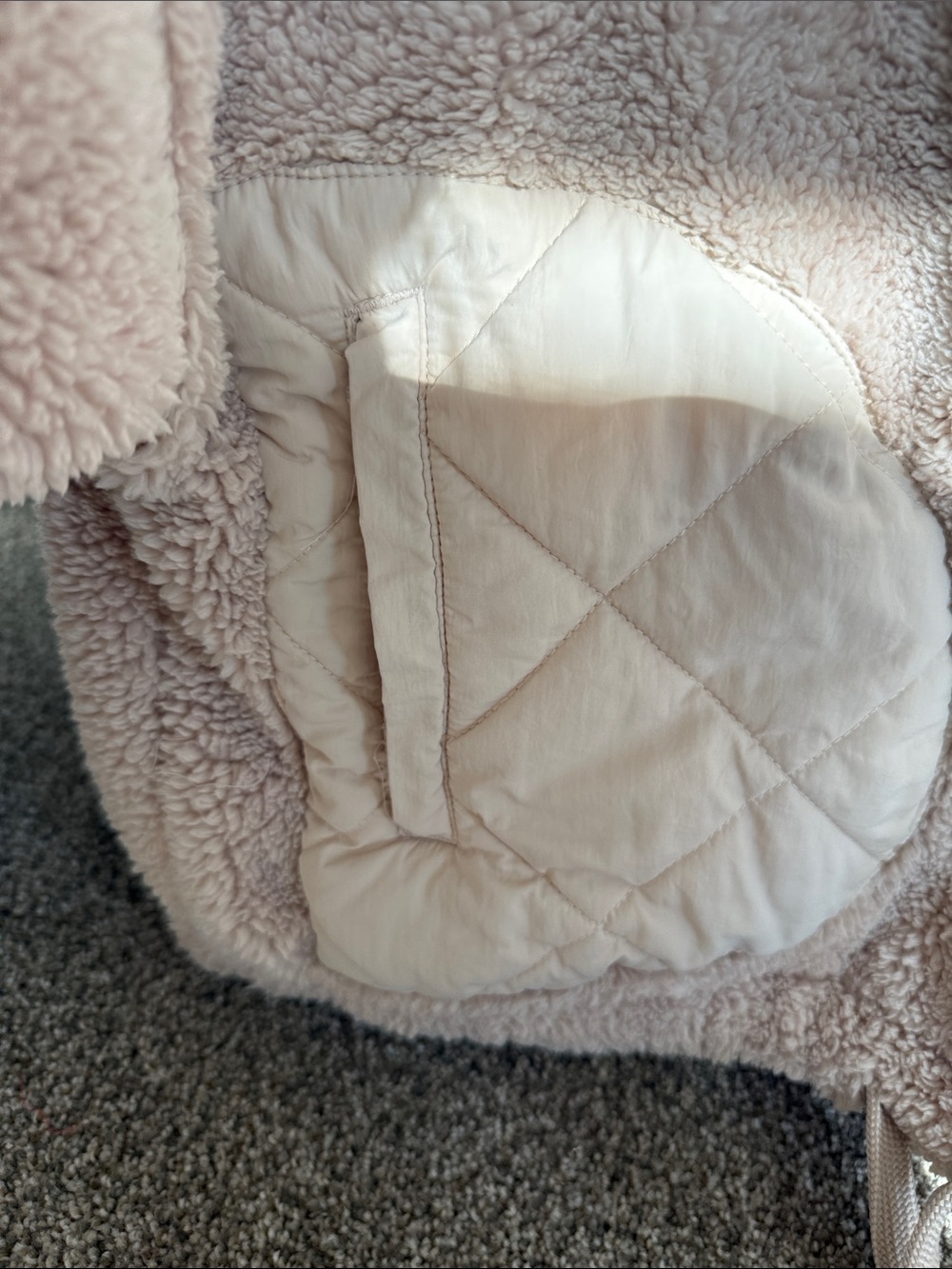 JoyLab Beige Teddy Jacket with Quilted Panels - Picture 3 of 4